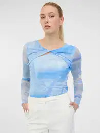 Blue Women's Patterned Long Sleeve T-Shirt - Women's