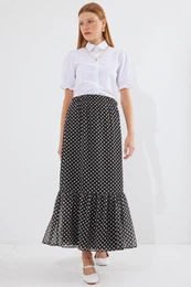 8010 Patterned Chiffon Skirt - C.Black