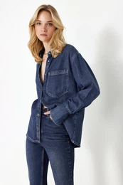 Dark Blue More Sustainable 100% Tencel Oversize Denim Shirt