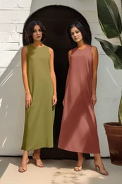 Brown-Khaki 2-Pack 100% Cotton Knitted Lining Underwear Dress