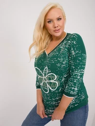 Tmav zelen halenka vt velikosti s potiskem a kamnky