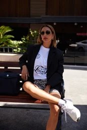 Black Woven Extra Oversize Blazer Jacket