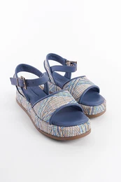 Wicker Genuine Leather Ankle Strap Women's Sandals