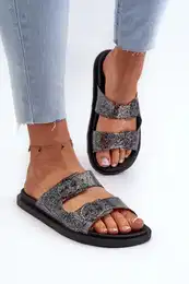 Women's Glitter Slippers with Buckles Ipanema Follow Fem Black