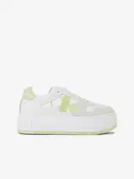 White women's leather sneakers Bold Flatf Low Lace Mix