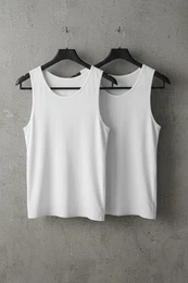 White Basic 2 Pack Underwear Undershirt