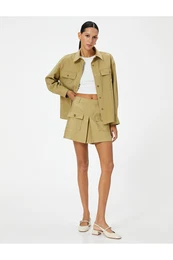 Long Sleeve Shirt Buttoned Flap Pocket Modal Blended