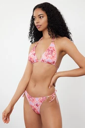 Floral Patterned Tie-Up High Waist Hipster Bikini Bottom
