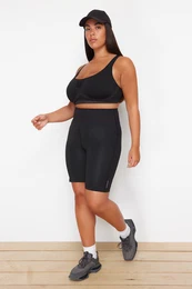 Curve Black Mini Knitted High Waist Sports Leggings