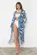 Trendyol Tropical Patterned Belted Maxi Woven Beach Kimono&Caftan