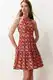 Trendyol Multicolored Special Textured Abstract Printed Stretchy Knitted Mini Dress with Ruffles Skirt