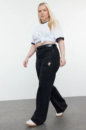 Curve Black High Waist Wide Leg Plus Size Jeans