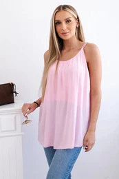 Viscose blouse with straps light pink