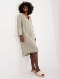 KHAKI LOOSE DRESS WITH POCKETS SUBLEVEL