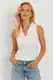 Cool & Sexy Women's White Polo Neck Camisole Blouse MK10