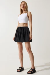 Happiness stanbul Women's Black Mini Skirt with Balloon Shorts