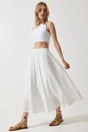 Happiness stanbul Woman's White Scalloped Princess Skirt