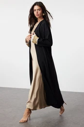 Black Accessory Embroidered Woven Cap & Abaya