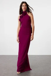 Plum Woven Elegant Evening & Graduation Dress
