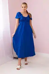 Women's dress with ties at the neckline - cornflower blue