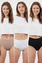 Black-Multi Colorful 3-Pack Micro Seamless/Non-Trace Hipster Knitted Panties