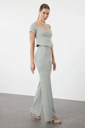 Mint Carmen Collar Woven Bottom-Top Set