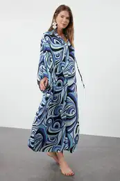 Abstract Patterned Wide Fit Maxi Woven Beach Dress