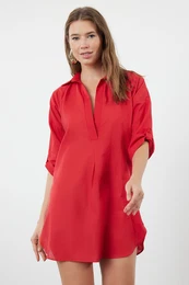 Red Mini Woven Beach Dress