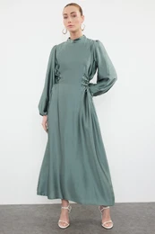 Mint Waist Briti Satin Evening Dress