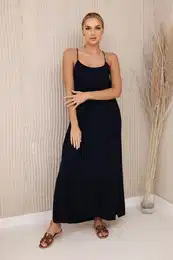 Dámské šaty s ramínky - temně modrá