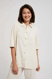 Women's linen shirt - light beige