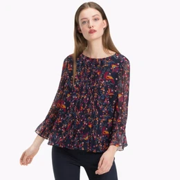 Blouse - SIMONE TOP 3/4 SLV dark blue