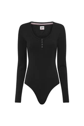 Bodysuit - TJW RIB HENLEY BODY LS black