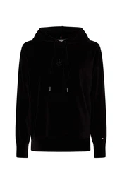 Sweatshirt - RELAXED VELVET HOODIE black