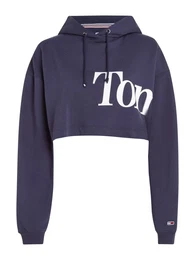 Sweatshirt - TJW SUPER CROP BOLD TOMMY HOODIE blue