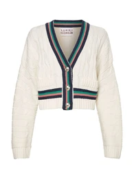 Cardigan - ICON CABLE V-NK CARDIGAN white