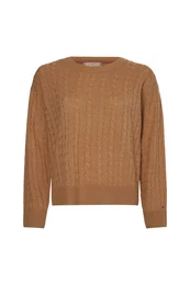 Sweater - SOFTWOOL CABLE C-NK SWEATER red