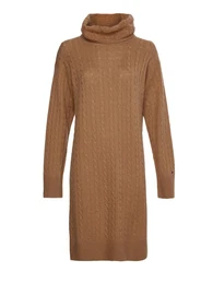 Dress - SOFTWOOL CABLE ROLL-NK DRESS brown