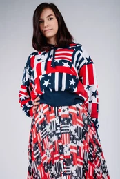 Skirt - TJW PLEATED BUTTON THRU SKIRT blue-white-red