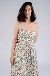 Dress - TJW HAWAII PRINT BANDEAU DRESS cream