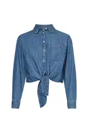Shirt - TJW FRONT TIE CHAMBRAY SHIRT blue