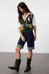 Emerald Green Buttoned Knit Vest