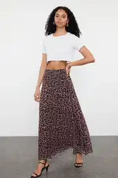 Multicolored Leopard Patterned Woven Skirt