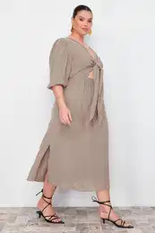 Curve Mink A-line Woven Dress