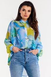 Woman's Shirt A513 Blue/Pattern