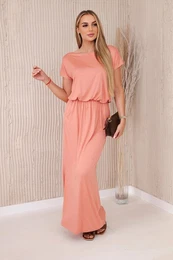 Women's viscose dress with pockets - dark apricot