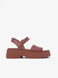 Brown-burgundy women's leather sandals Tasha