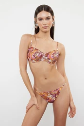 Ethnic Patterned Balconette Tie-Up Hipster Bikini Set