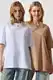 Happiness stanbul Woman's White Dark Beige 2-Piece Crew Neck Basic Oversize Knitted T-Shirt