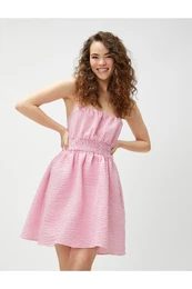 Mini Dress with Straps and Flounce at Waist